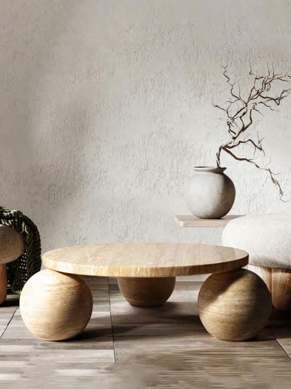 EDGC0016 Light Beige Travertine coffee table