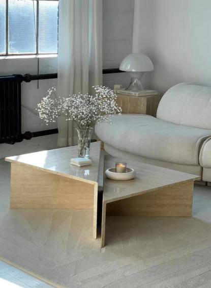 EDGC012 Light Beige Travertine coffee table
