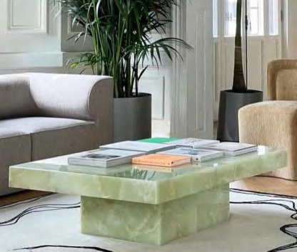 EDGC013 Green onyx or custom coffee table