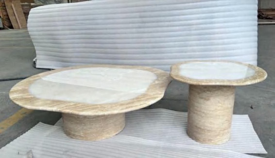 EDGC017 white onyx mix travertine or custom coffee table
