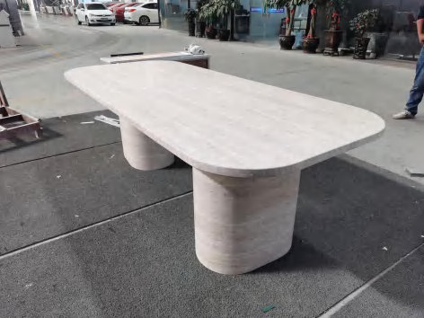 EDGD012 Super White Travertine dining table