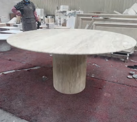 EDGD013 Super White Travertine dining table