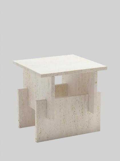 EDGST005 Super White Travertine side table