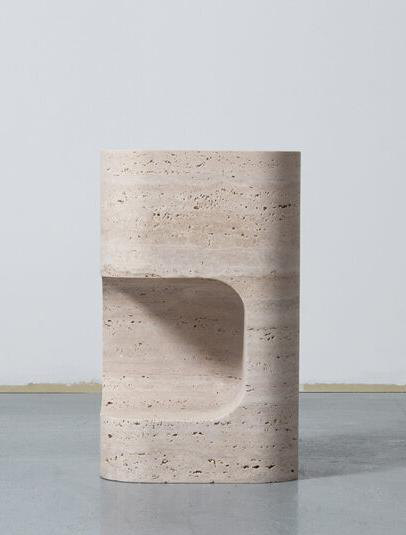 EDGST008 Light Beige Travertine side table